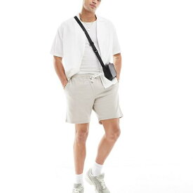 エイソス ASOS asos ASOS DESIGN ニュートラルテクスチャーのスリムショーツ パンツ ボトム メンズ 男性 インポートブランド 小さいサイズから大きいサイズまで