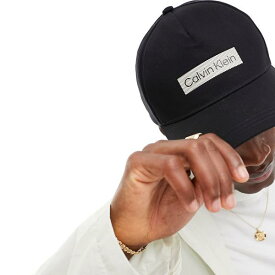 カルバンクライン Calvin Klein Calvin Klein 刺繍ロゴ ベースボール キャップ、ブラック 帽子 メンズ 男性 インポートブランド