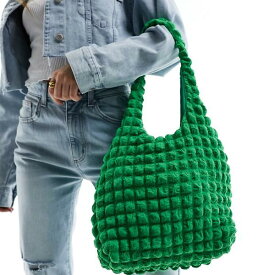 グラマラス Glamorous 華やかなポップコーンテクスチャーのグリーンショルダーバッグ 鞄 レディース 女性 インポートブランド