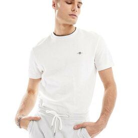 ガント Gant GANT シールド ロゴ ティップド ピケ T シャツ、ホワイト トップス メンズ 男性 インポートブランド 小さいサイズから大きいサイズまで