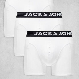 ジャックアンドジョーンズ Jack & Jones Jack & Jones 3 パック トランク ホワイト 下着 メンズ 男性 インポートブランド 小さいサイズから大きいサイズまで