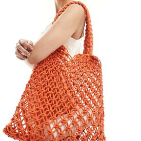 アクセサライズ Accessorize オレンジのニット トート バッグをアクセサリーで飾る 鞄 レディース 女性 インポートブランド