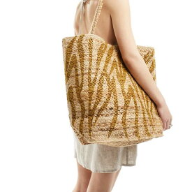 アクセサライズ Accessorize ナチュラルのゼブラ柄ストロー トート バッグにアクセサリーを付ける 鞄 レディース 女性 インポートブランド