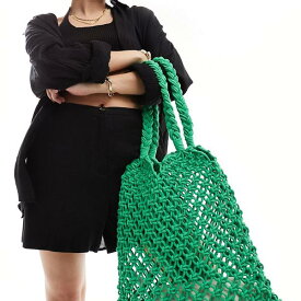 アクセサライズ Accessorize グリーンのニット トート バッグをアクセサリーで飾る 鞄 レディース 女性 インポートブランド