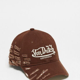 フォン ダッチ ディストレスト コットン ベースボール キャップ (ブラウン) 帽子 レディース 女性 インポートブランド