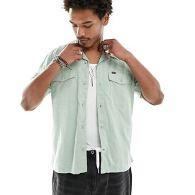リー Lee LEE Lee 半袖チェトパ コットン ツイル リビアカラー シャツ、ライトグリーン トップス メンズ 男性 インポートブランド 小さいサイズから大きいサイズまで