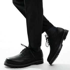 Schuh schuh Paxton ブラックレザーのチャンキーレースアップシューズ 靴 メンズ 男性 インポートブランド 小さいサイズから大きいサイズまで