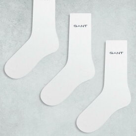 ガント Gant GANT ホワイトのロゴ入りスポーツ ソックス 3 パック 靴下 メンズ 男性 インポートブランド
