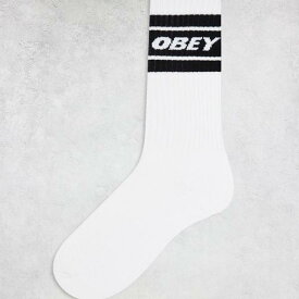 オベイ Obey Obey ブランドの白と黒のソックス 靴下 レディース 女性 インポートブランド 小さいサイズから大きいサイズまで