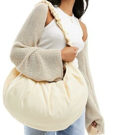 グラマラス Glamorous 魅力的なシャーリングナイロンのオーバーサイズショルダーバッグ、オフホワイト 鞄 レディース 女性 インポートブランド
