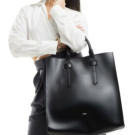 PASQ ストラクチャード トート バッグ、取り外し可能なクロスボディ ストラップ付き、ブラック 鞄 レディース 女性 インポートブランド