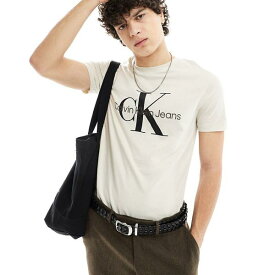 カルバンクライン Calvin Klein カルバン・クラインのTシャツ、ホワイト トップス メンズ 男性 インポートブランド 小さいサイズから大きいサイズまで