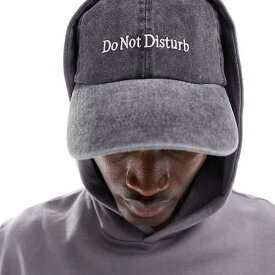 エイソス ASOS asos ASOS DESIGN コットン ベースボール キャップ、ウォッシュド ブラックの「Do Not Disturb」刺繍入り 帽子 メンズ 男性 インポートブランド