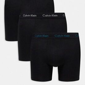 カルバンクライン Calvin Klein カルバン・クライン コットン ストレッチ ボクサーブリーフ 3枚パック ブラック カラーロゴ付き 下着 メンズ 男性 インポートブランド 小さいサイズから大きいサイズまで
