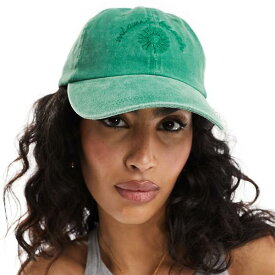 エイソス ASOS asos ASOS DESIGN ウォッシュ加工 スローガン キャップ (グリーン) 帽子 レディース 女性 インポートブランド