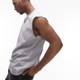 トップマン Topman TOPMAN Topman オーバーサイズフィット ノースリーブ T シャツ グレー マーブル トップス メンズ 男性 インポートブランド 小さいサイズから大きいサイズまで