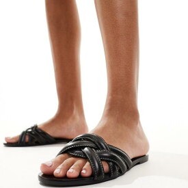 マンゴ MANGO Mango マンゴーレザースライダー（ブラック） 靴 レディース 女性 インポートブランド 小さいサイズから大きいサイズまで