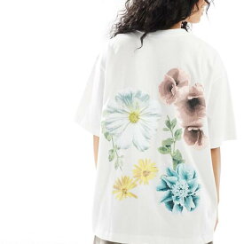 エイソス ASOS asos ASOS DESIGN ボーイフレンドフィット T シャツ、ガーデンクラブのバックグラフィック、ホワイト トップス レディース 女性 インポートブランド 小さいサイズから大きいサイズまで