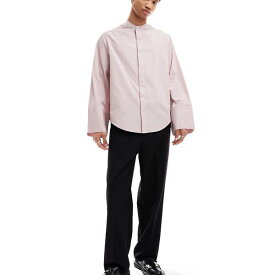 エイソス ASOS asos ASOS DESIGN ゆったりとしたオーバーサイズシャツ、袖口は大きめ、ライトピンク トップス メンズ 男性 インポートブランド 小さいサイズから大きいサイズまで