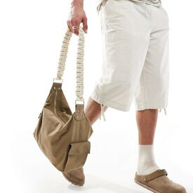 エイソス ASOS asos ASOS DESIGN ロープハンドル付き大型コットンカーゴバッグ キャメル バック 鞄 メンズ 男性 インポートブランド