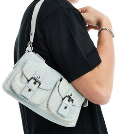 エイソス ASOS asos ウォッシュドデニムのポケットとバックルが付いたASOS DESIGNのショルダーバッグ バック 鞄 メンズ 男性 インポートブランド