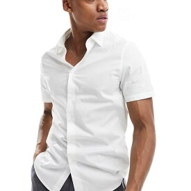 エイソス ASOS asos ASOS DESIGN レギュラーフィットシャツ ホワイト トップス メンズ 男性 インポートブランド 小さいサイズから大きいサイズまで