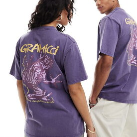 グラミチ Gramicci グラミチのユニセックスコットンTシャツ（紫色のカエルのグラフィック） トップス レディース 女性 インポートブランド 小さいサイズから大きいサイズまで
