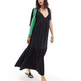 テクスチャードブラックのEsmeeマキシサマードレス ワンピース レディース 女性 インポートブランド 小さいサイズから大きいサイズまで