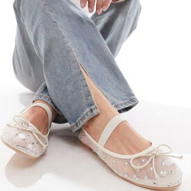 パブリックデザイア Public Desire パブリック デザイア キアラ バレエ フラットシューズ 装飾メッシュ クリーム色 靴 レディース 女性 インポートブランド 小さいサイズから大きいサイズまで