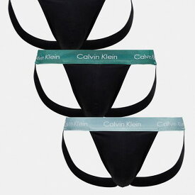 カルバンクライン Calvin Klein カルバン・クライン コットン ストレッチ ジョックストラップ 3パック ブラック カラーウエストバンド付き アクセサリー メンズ 男性 インポートブランド