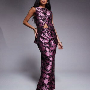 ASOS LUXE �̃R�[�f�B�l�[�g�W���J�[�h�d���ăX�J�[�g�i�X���b�g����A�s���N�t���[�����j �X�J�[�g ���f�B�[�X ���� �C���|�[�g�u�����h �������T�C�Y����傫���T�C�Y�܂�