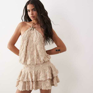 ASOS LUXE �z���^�[�l�b�N �e�N�X�`���[�h�e�B�A�[�h�~�j�h���X�i�L�������j �����s�[�X ���f�B�[�X ���� �C���|�[�g�u�����h �������T�C�Y����傫���T�C�Y�܂�