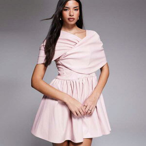 ASOS LUXE �t�F�C�N���U�[ �o���h�[ �X�P�[�^�[�h���X�i�_�X�L�[�s���N�j �����s�[�X ���f�B�[�X ���� �C���|�[�g�u�����h �������T�C�Y����傫���T�C�Y�܂�