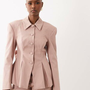 ASOS LUXE�̃Z�b�g�A�b�v�A�w�ʂɃ��{�����t�����\���I�ȃu���U�[�i�s���N�j �A�E�^�[ ���f�B�[�X ���� �C���|�[�g�u�����h �������T�C�Y����傫���T�C�Y�܂�
