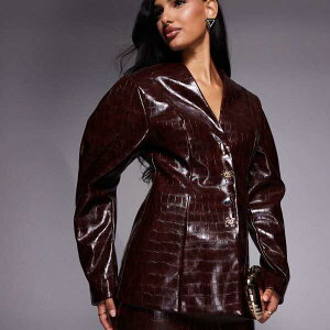 ASOS LUXE �R�[�f �N���R�^�����u���U�[�i�`���R���[�g�J���[�A�S�[���h�{�^���t���j �A�E�^�[ ���f�B�[�X ���� �C���|�[�g�u�����h �������T�C�Y����傫���T�C�Y�܂�