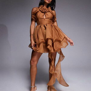 ASOS LUXE �I�[�K���U ���b�t�� �z���^�[ �~�j�h���X�i�R�T�[�W���ƃh���[�v�t���A�`���R���[�g�F�j �����s�[�X ���f�B�[�X ���� �C���|�[�g�u�����h �������T�C�Y����傫���T�C�Y�܂�