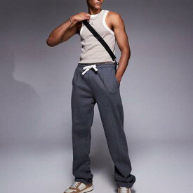 エイソス ASOS asos ASOS DESIGN プレミアムヘビーウェイトストレートレッグジョガー（ピンタック入り、チャコールマール） - チャコール パンツ ボトム メンズ 男性 インポートブランド 小さいサイズから大きいサイズまで