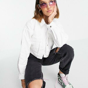 日本の店舗 女性 レディース トップショップは 白のユーティリティポケット付きの軽量ジャケットをトリミングしました トップショップ インポートブランド アウター Ak7ux Topshop Topshop 指定販売店 Afrimarbre Ci