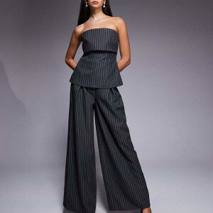 ASOS LUXE �e�[���[�h�X�g���C�v�g���E�U�[�R�[�f �{�g�� �p���c ���f�B�[�X ���� �C���|�[�g�u�����h �������T�C�Y����傫���T�C�Y�܂�