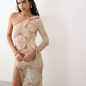 ASOS LUXE �p�X�e���r�[�Y�����̃N���V�F�҂݃����V�����_�[�}�L�V�h���X�i�X���b�g����j �����s�[�X ���f�B�[�X ���� �C���|�[�g�u�����h �������T�C�Y����傫���T�C�Y�܂�