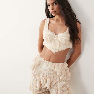 ASOS LUXE �R���Z�b�g���t�����N���b�v�g�b�v�i�N���[���F�j �g�b�v�X ���f�B�[�X ���� �C���|�[�g�u�����h �������T�C�Y����傫���T�C�Y�܂�