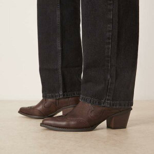 エイソス ASOS asos ASOS DESIGN ブラウンのキューバンヒール付きウエスタンチェルシーブーツ 靴 メンズ 男性 インポートブランド 小さいサイズから大きいサイズまで