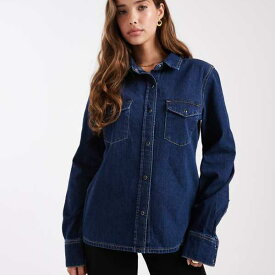 Dr Denim Dr.デニム ストラクチャード レギュラーフィット ロングスリーブ ミッドウェイト デニムシャツ ダークウォッシュ インディゴブルー トップス レディース 女性 インポートブランド 小さいサイズから大きいサイズまで