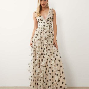ASOS LUXE �M���U�[����}�L�V�h���X�A�E�H�[�^�[�t�H�[���f�B�e�[���A�u���E���̃h�b�g�� �����s�[�X ���f�B�[�X ���� �C���|�[�g�u�����h �������T�C�Y����傫���T�C�Y�܂�