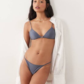 マンゴ MANGO Mango シルバーのハードウェアディテールが施されたブルーのマンゴービキニトップ 水着 レディース 女性 インポートブランド 小さいサイズから大きいサイズまで