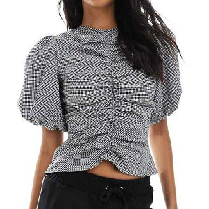 �G�C�\�X ASOS asos ASOS DESIGN �M���K���`�F�b�N �t�����g�p�t�X���[�u�g�b�v�X �g�b�v�X ���f�B�[�X ���� �C���|�[�g�u�����h �������T�C�Y����傫���T�C�Y�܂�