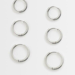 �G�C�\�X ASOS asos ASOS DESIGN �h���X�e�����X�X�`�[�����t�[�v�s�A�X3�Z�b�g�i�T�C�Y�Ⴂ�A�V���o�[�J���[�j �A�N�Z�T���[ ���f�B�[�X ���� �C���|�[�g�u�����h