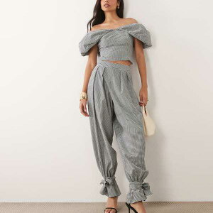 ASOS LUXE �M���K���`�F�b�N���o���[���p���c�i���^�C�t���j �p���c �{�g�� ���f�B�[�X ���� �C���|�[�g�u�����h �������T�C�Y����傫���T�C�Y�܂�