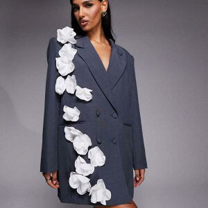 ASOS LUXE 3D�t���[�����f�B�e�[���̃O���[�u���U�[�h���X �A�E�^�[ ���f�B�[�X ���� �C���|�[�g�u�����h �������T�C�Y����傫���T�C�Y�܂�