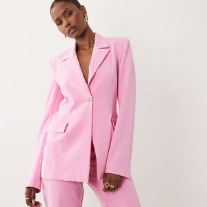 ASOS LUXE�̑N�₩�ȃs���N�̃e�[���[�h�u���U�[ �A�E�^�[ ���f�B�[�X ���� �C���|�[�g�u�����h �������T�C�Y����傫���T�C�Y�܂�